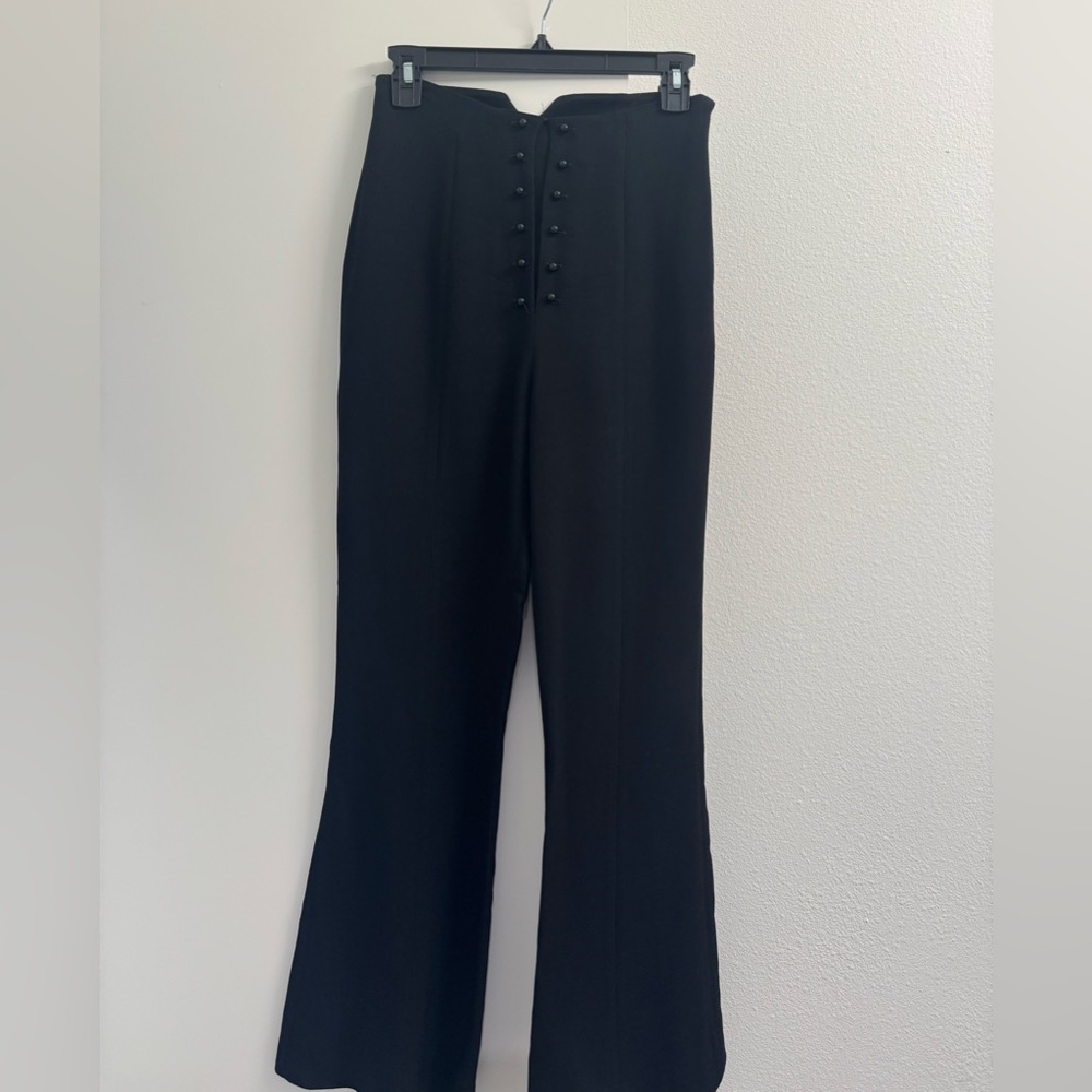 Proenza Schouler Black Button-Front Flare Pants size 2
